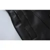 Faux Läderjacka Kvinnor Vår Höst Mode Koreansk Slim Show Tunn Black Plus Size PU Coats With Belt Feminina LR768 210531