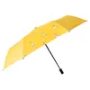 Ombrello di protezione UV antivento giallo automatico con disegno di anatra di cartone animato per ombrelli pieghevoli soleggiati e piovosi per ragazza da donna