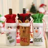 Dekoracje świąteczne Xmas Santa Claus Snowman Butelka wina Dust Okładka torba Noel obiadowy wystrój stołu dla domu