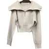 여성을위한 솔리드 하이웨이 패션 가을과 겨울 느슨한 외장 짧은 스웨터 210615