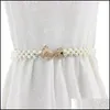 Belts & Aessories Fashion Aessoriesbelts Metal Pearl Rhinestone Clasp Front Stretch Waistband Gold Elastic Waist Belt Women Flowers Design C