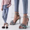 Summer's new peep-toe shoes are fashionable one-button sandals with python print stilettos Dropshipping and wholesale