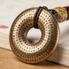 Buddismo Mantra Ciondolo ad anello per portachiavi Ottone puro Lucky Circle Cordino Appeso Gioielli Vintage Uomo Moto Portachiavi Decor