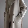 Winterfraumantel Damen Eleganter Gürtel Trench Herbst Windjacke Kaschmir Frauen Warme Woolen Feste Mantel Frauen Jacken