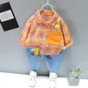 Herfst Lente Baby Jongen Mode Cartoon Kleding Set Kid Past Set Plaid Shirt Broek 2 stks / set Kinderkleding Set 1 2 3 4 5 jaar x0902