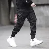 Joggers Men Black Tactics Cargo Pants Hip Hop Streetwear Pencil Sweatpants Ribbon Pocket Trousers Elastic Waist HG094 Men's