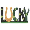 St. Patricks Day Party Table Sign Decoration Lucky Shamrocks Green Truck Wooden Tabletop Home Office Ornaments RRB12873