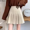 WERUERUYU, faldas de invierno y otoño para mujer, minifalda plisada de lana tejida, faldas de estilo pijo de Color sólido elástico de cintura alta 210608