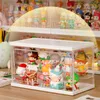 Garage Kit Puppe Aufbewahrungsbox Staubdicht Kleine Vitrine Spielzeug Organizer Sparen Sie Platz auf dem Desktop HD Cleart Bin für Zuhause 210922