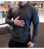 Vit Snabbtork Tröja Långärmad kompressionskjortor Gym T-shirt Fitness Sport Cykling Zipper Män Rashgard