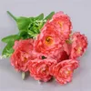 ONE Fake Flower Spring Peony (7 Heads/Bunch) 11" Length Simulation Happy Camellia for Wedding Centerpieces 6 Colors Available