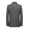 Men's Gray Houndstooth Plaid Suit Jacket Luxury 2 Button Notched Lapel Blazers Men Business Formal Gentleman Tweed Blazer Hombre 210522