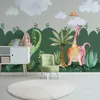 Custom Any Size Mural Wallpaper Nordic 3D Hand-painted Pastoral Dinosaur Cactus Fresco Children's Room Background Wall Painting