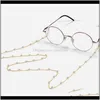 Kedjor Eyewear Fashion Aessory Drop Delivery 2021 glasögon Vit plastpärla Pearl Charm Gold Sier Color Plated Metal Chain Sile Loops