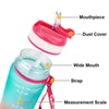 QuiFit 1L 32 OZ 1000ML Tritan Bouteille D'eau Avec Paille Sans BPA Tasses À Boire Vélo Portable GYM Sports De Plein Air Fitness Jug 211122