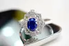 Cluster Rings Sx Solid 18K Gold Nature1.02ct Blue Sapphire Gemstones Diamonds for Women Fine Jewelry Presents