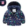 Cold Winter 2-7 8 9 10 Years Wadded Cotton Padded Thickening Plus Velvet Hooded Cartoon Car Jacket Coat For Kids Baby Boys 210529