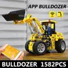 MOULD KING High-Tech The Wheel Loader Bulldozer APP Remote Control Truck Model Building Blocks Bricks Kids Toys Christmas Gifts X0902