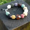 Luxury Designer Colored Volcano Lava Beads Charm Bracelet for Women Girls Exquisite Natural Stone Wooden Bead Bangles Jewelry