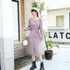 Fashion Long Sweater Women Fall/Winter Over the Knee French Lazy Wind Knitted Thinning Age-reducing Dress Female 210520