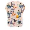 Camisa Chiffon Verão Mulheres Blusa Moda Impresso Chiffon Manga Curta Tops Bat Sleeve Trend Camisa