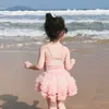 Meisjes tutu badmode voor kinderen mooie ruches prinses vakantie jurk dragen kinderen zoete outfti kleding 210529