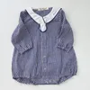 Baby Girl Grid Rompers Spring Long Sleeve Fashion Infant Clothes 0-3Yrs 210429