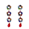 Mode métal strass coloré boucles d'oreilles de fleur colorées femmes créative vintage dangle goutte boucles d'oreilles accessoires bijoux cadeaux