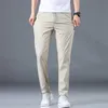 Pantalon décontracté pour hommes d'été Hommes Pantalon Slim Fit Travail Taille élastique Lumière Mince Cool Gris Kaki Noir Pantalon Mâle 28-38 210715