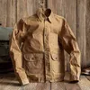 Kurtki woskowe oleju dla mężczyzn Kieszenia Khaki Denim Kurtka kieszonkowa Vintage Casual Coat Cotton Solid Slim Kurtki Topy 211104