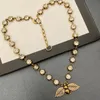 Unisex G Letters Bee Titanium Steel Clavicle Pendant Necklaces Classic Fashion Diamond Brand Designer Hip Hop Jewelry Accessories