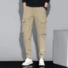 Pantaloni da uomo Cargo Spring Multi-tasche larghi Nove minuti Trendy Brand Street Casual Sports Khaki Military Green