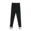 BBWM printemps mince noir Base de base couleur unie taille haute pantalon côté fermeture éclair pied montrer haute usure Leggings pantalon 210520