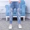 Jeans For Girls Big Hole Girl Ripped Kids Spring Autumn Trousers Children Casual Style Children's Clothes 6 8 10 12 14