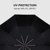 Paracase Automático Guarda-chuva Homens Business 10 Ribs Wood Handle Sun Sun Sun Windproof Anti UV Parasol Clear UPF50 + 210721