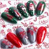 Stickers & Decals 1pc 3D Nail Art Christmas Slider Wraps Snowflake Elk Santa Adhesive Flame Sticker Red Gold Manicure Nails Designs CHSTZG04