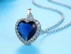 Collane con ciondolo MOONROCY colore argento Cubic Zirconia CZ cuore collana di cristallo blu girocolli gioielli goccia per le donne ragazze regalo