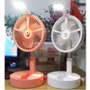 Mini umidificador Spray Fan Foldable Telescópico Telescópico Cabeça Cabeça Vertical Controle Remoto Iluminação Fãs USB Duas Cores