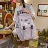 2021 Summer Large Capacity Fashion Girl Student Backpack Korean Nylon Waterproof Schoolbag Travel Computer Bag Casual Solid Y0804