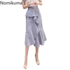 Skirts Nomikuma Ruffle Patchwork Irregular Women Solid Color High Waist A Line Skirt Office Ladies Korean Elegant Faldas Mujer