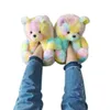 DHL schip knuffel poppen teddybeer huis slippers bruin vrouwen thuis indoor zacht antislip faux bont schattige pluizige roze winter warme schoenen