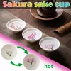 Wasser Tee-Bowl-Farbwechsel Teetasse Kirschblüten Blume Display Sakura-Cups Keramikweinbehälter Japanische Style Tassen Untertassen