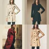 Womens Trench Coats Hot Classic! Kvinnor England Middle Long Coat Double Breasted Belted Trench for Woman S-XXL