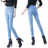 Mom Jeans Donna con vita alta Pantaloni da donna Winter Stretch Basic Skinny Donna Plus Size Denim Femme Cotton 210608