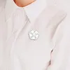Black White Enamel Brooches Pearl Flower Brooch Pins Business Suit Tops Badge for Women Men Fashion Jewelry will and sandy