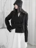 Fatos femininos blazers senhoras moda vestido de estilo ocidental primavera e outono lapela negra dupla peito irregular assimétrica terno casual