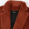 Nerazzurri Jesień Długo Dług Zamach Brown Soft Light Faux Fur Coat Kobiety Z Długim Rękawem Pas Casual Koreański Moda bez przycisków 211018
