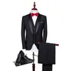 (Куртка + жилет + брюки) Мужчины формальный деловой костюм роскошные вечеринки свадебные костюмы мужчины Slim Fit Shaw Coalth костюм мужчины черный классический костюм 210524