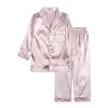 1-12 lat Piżamy dziecięce Ustawia Ubrania Dla Dzieci Chłopcy Dziewczyny Ice Silk Solid Color Tops Spodnie Ustaw Home Wear Baby Suit 211130