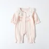 ins Baby Clothing Spring Fall 100 ٪ Cotton Romper Lace o-te-tech solid color design girl romper cuasual clothings 513 k2